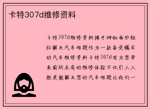 卡特307d维修资料